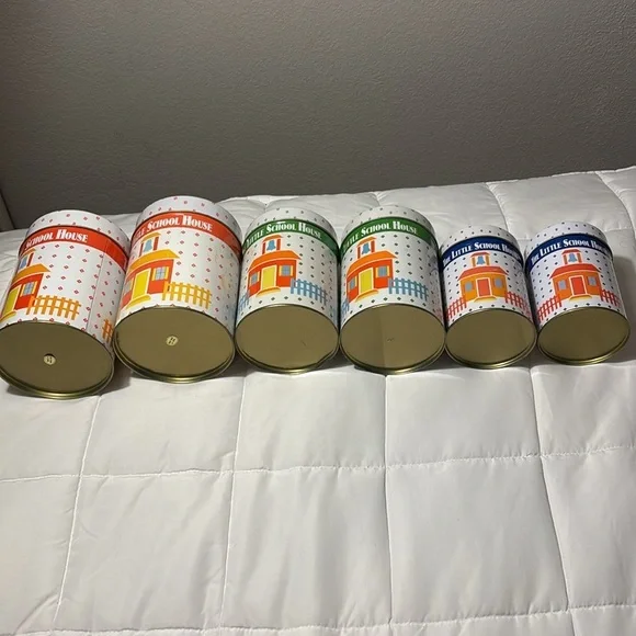 Vintage The Little School House 2 Sets Of Three Nesting Tins - 6 Tins - Picture 9 of 13